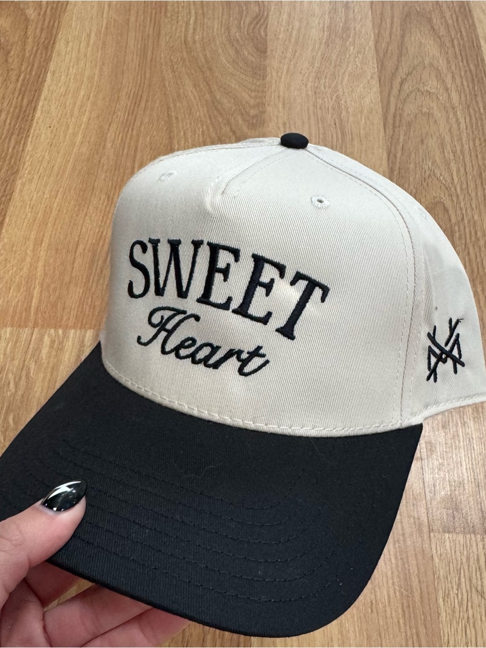 OTTO Sweet Heart Two-Tone Baseball Cap in Cream and Black